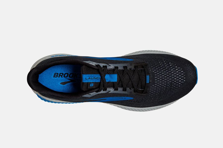 Brooks Running Shoes - Launch GTS 8 Road Mens - Black/Grey/Blue - TOF-062197